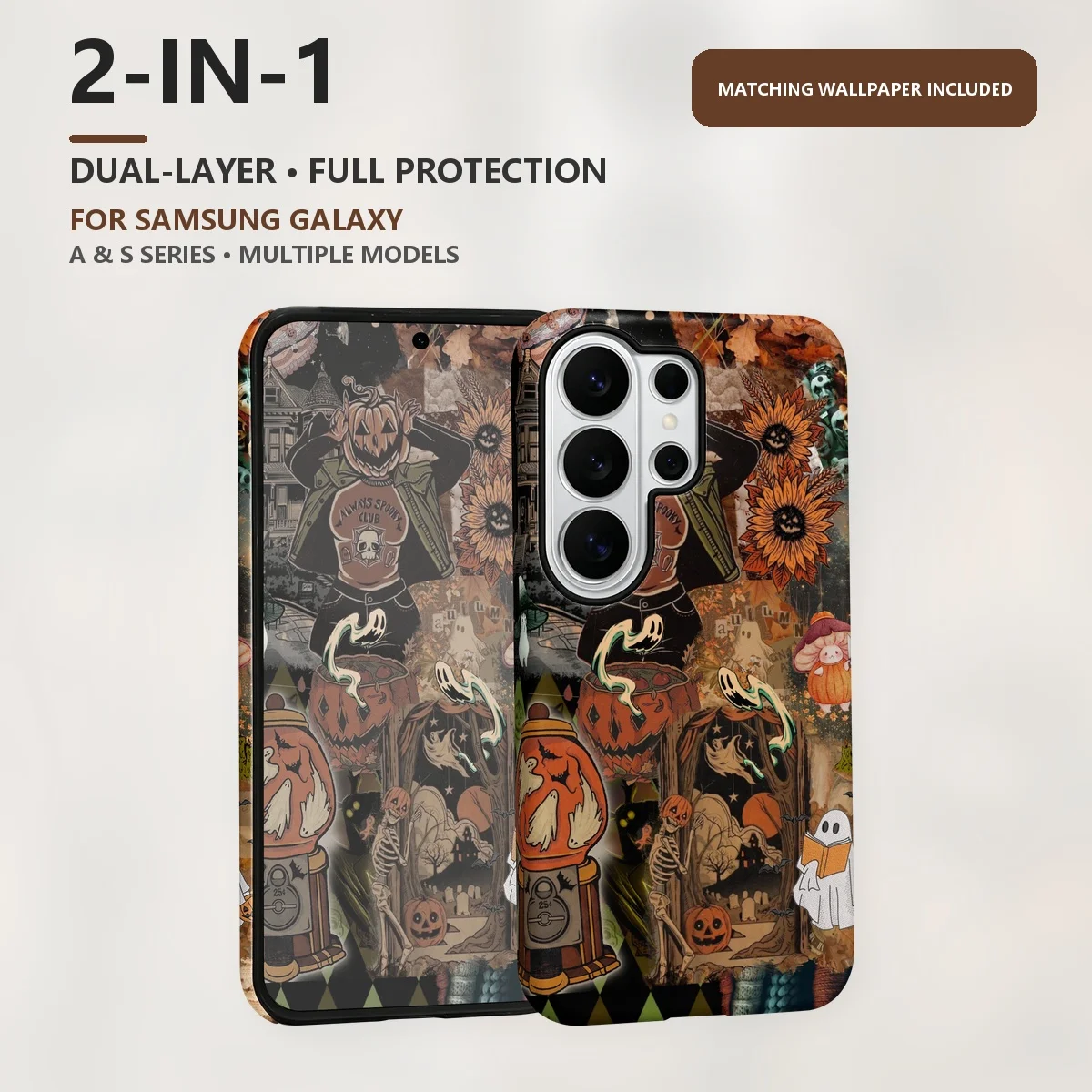 Halloween Halloween Collage 2-in-1 Dual-Layer Phone Case for Samsung Galaxy S26 S25 S24 Plus Ultra FE S20 FE A56 A17 A16 A15