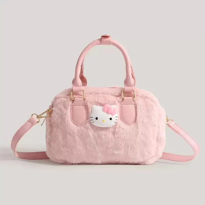 New Cute Hello Kitty Cartoon Handbag Crossbody Bag Versatile Texture Autumn Winter Niche Square Large Capacity Kawaii Pink Bags - view 3