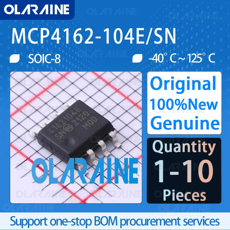 1/5/10Pcs Original MCP4162-104E/SN SOIC-8 Digital potentiometer ICs Resistance 100 kOhms TEMPERATURE COEFFICIENT 150 PPM/C