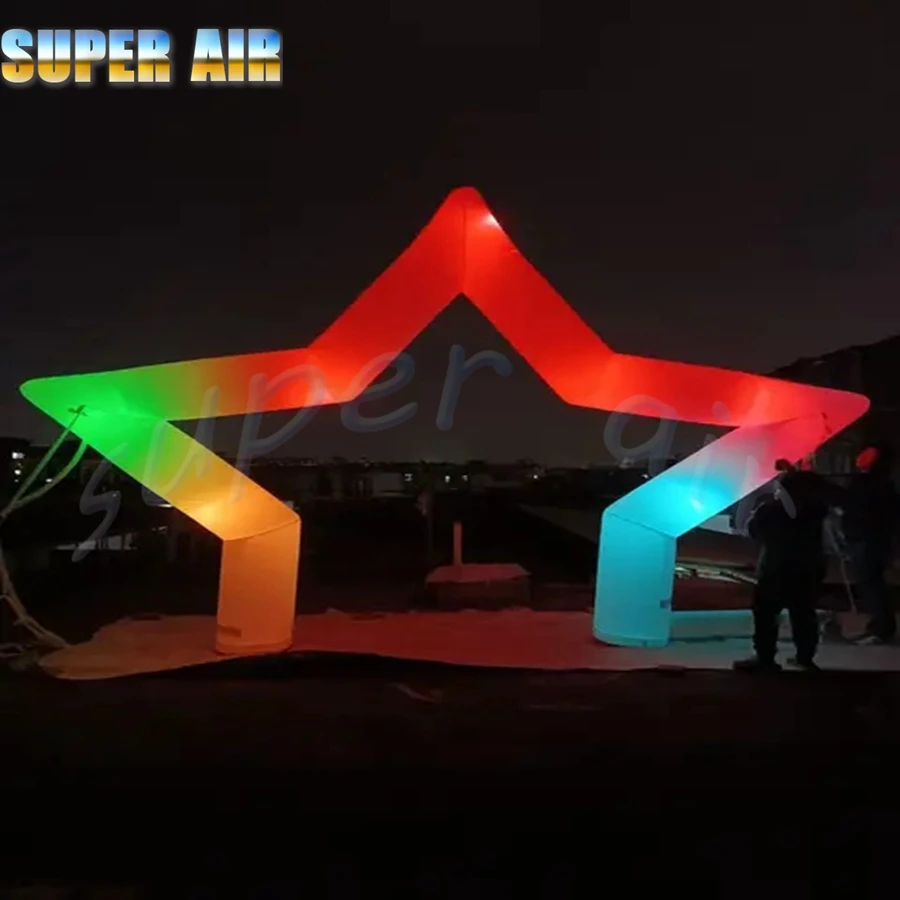 

Amazing beautiful lighting decoration inflatable star arch with air blower for stage/party