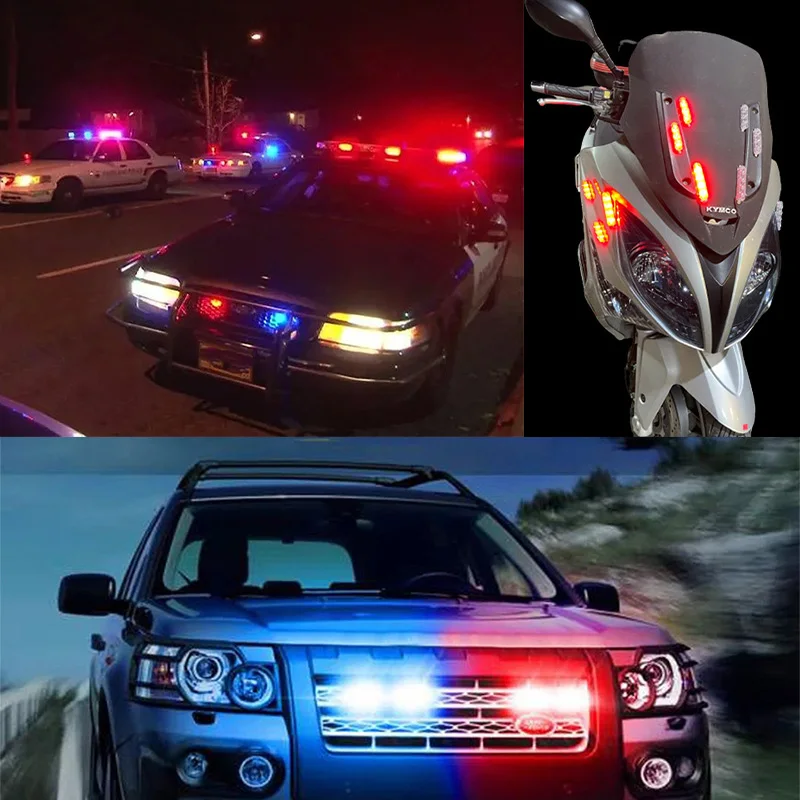 Police Lights 3 Led Strobe Lights Flasher Auto Flash Stroboscopes Strobe Light Emergency Safety Warning Light For Car Motorcycle