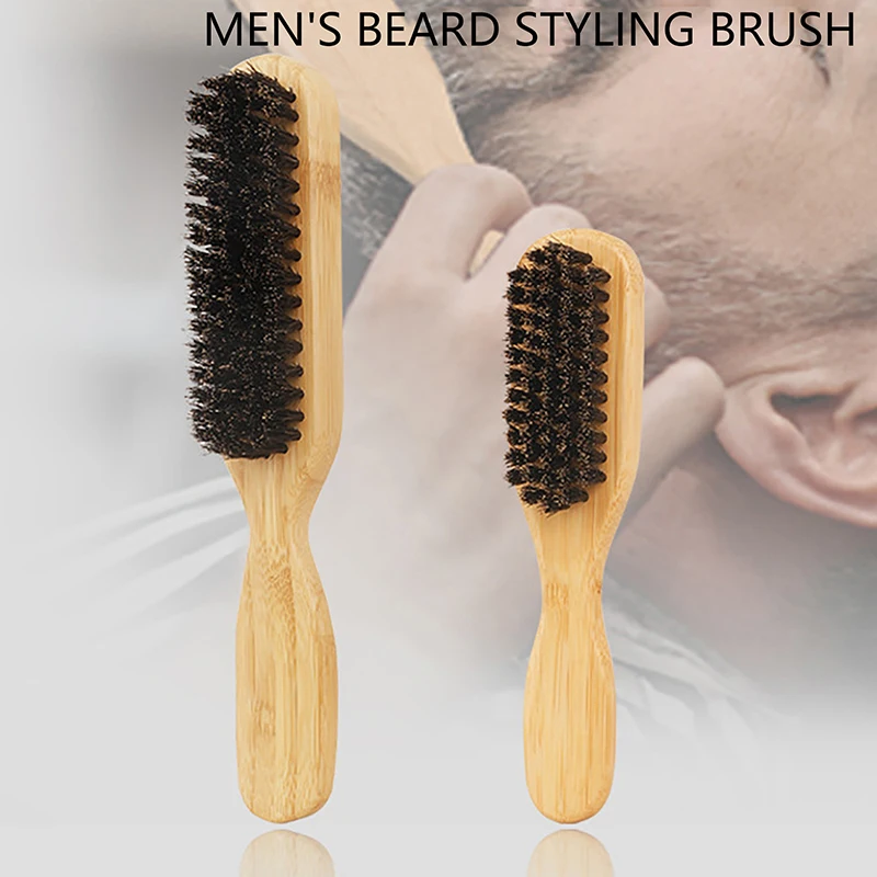 Wood Handle Boar Bristle Cleaning Brush Hairdressing Beard Brush Anti Static Barber Hair Styling Comb Shaving Tools For Men