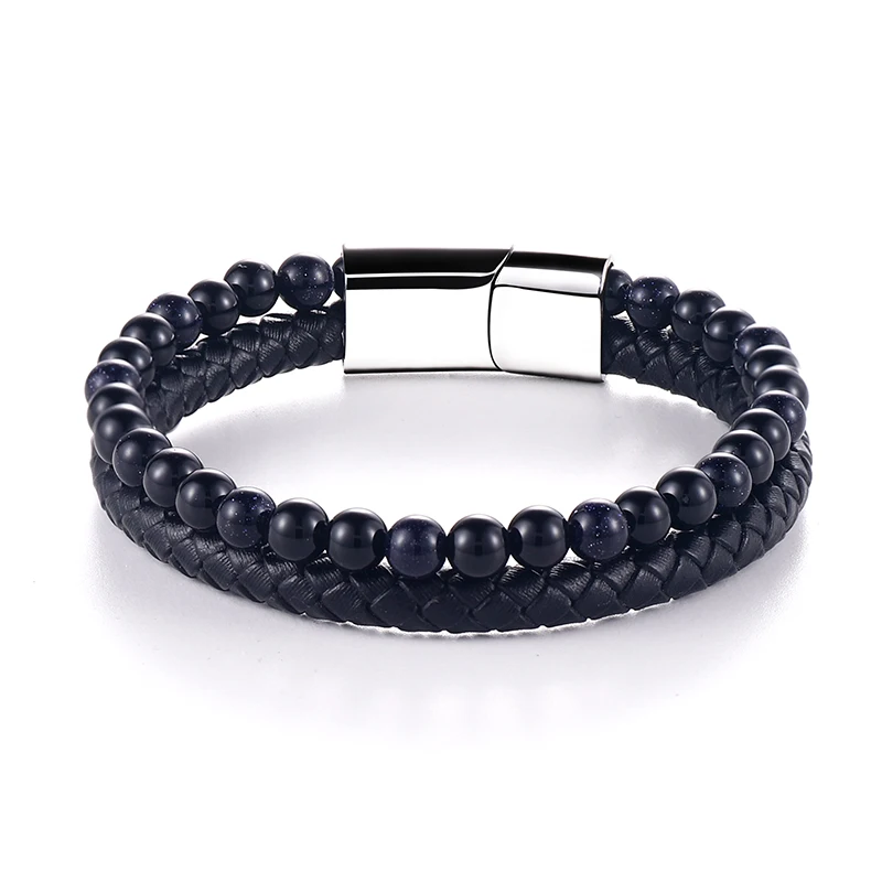 ORMESEN Новый мужской браслет из натуральной кожи, браслет из натуральных тигровых глаз, плетеный браслет в подарок