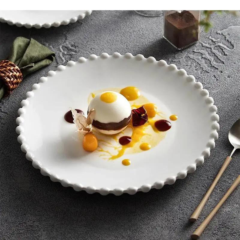 Bead Dot Ceramic Dining Plate Restaurant Steak Dessert Pasta Plates Molecular Cuisine Specialty Tableware