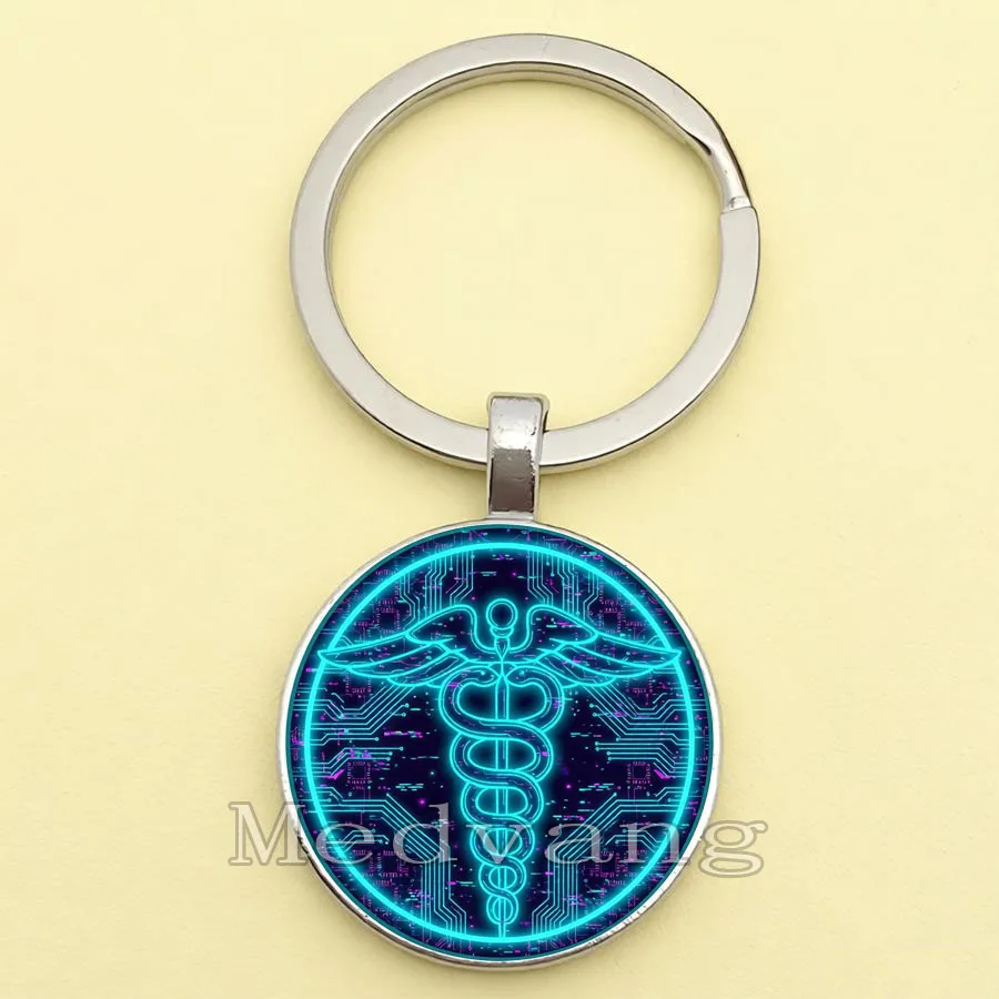 Stylish Emergency Medical Technician Glass Cabochon Keychains - Durable Emergency Identifier for Bags, Car Keys