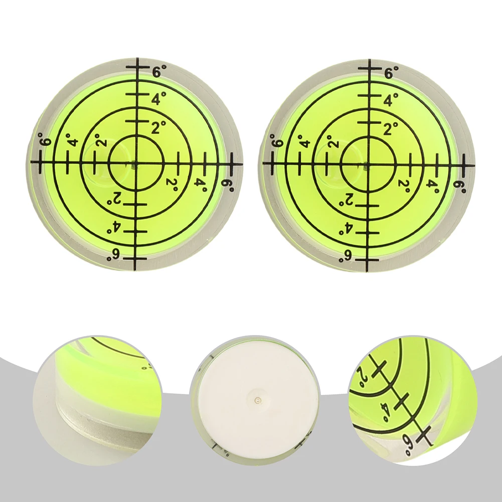 2Pcs 32mm Spirit-Bubble Level Surface-Degree Level Round Measuring Meter for acrylic 20°-30° Accuracy For Construction Manual