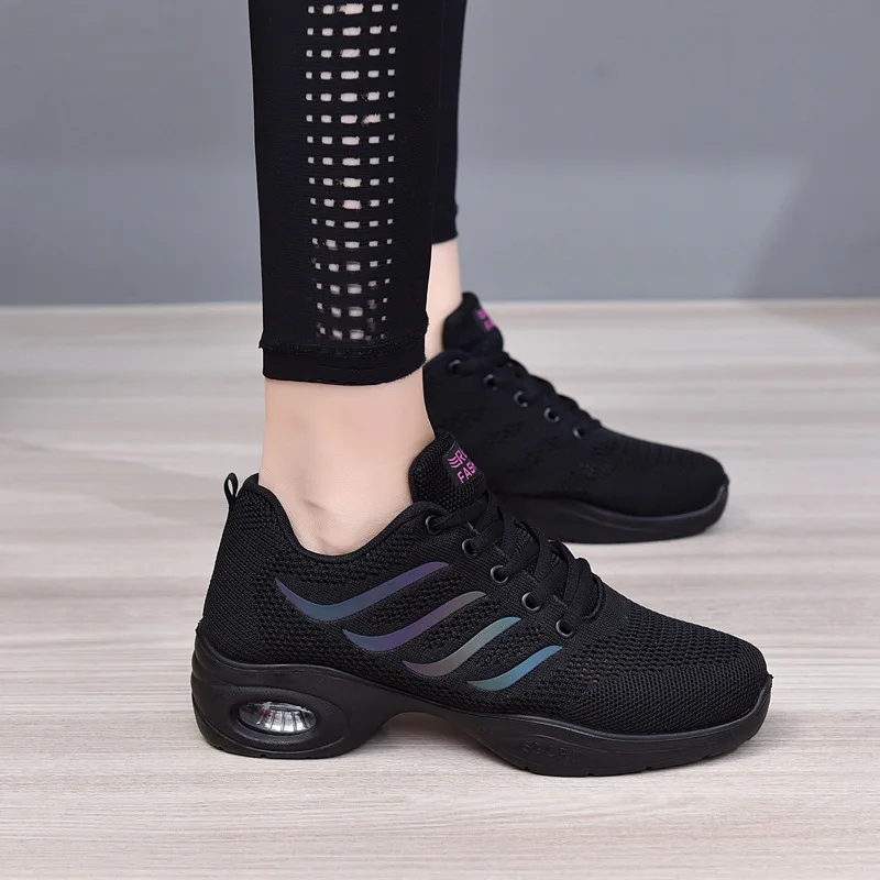 Square Dance Shoes Net Jazz Navy Female Adult Women Shoes Sports Soft Bottom Dance Shoes Woman Ventilation Sneakers