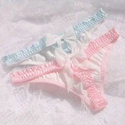 T-shape Sweet Romantic Panties Women Sexy G-string Bow Tie Underwear Princess Pink Briefs Thong Lingerie G String New
