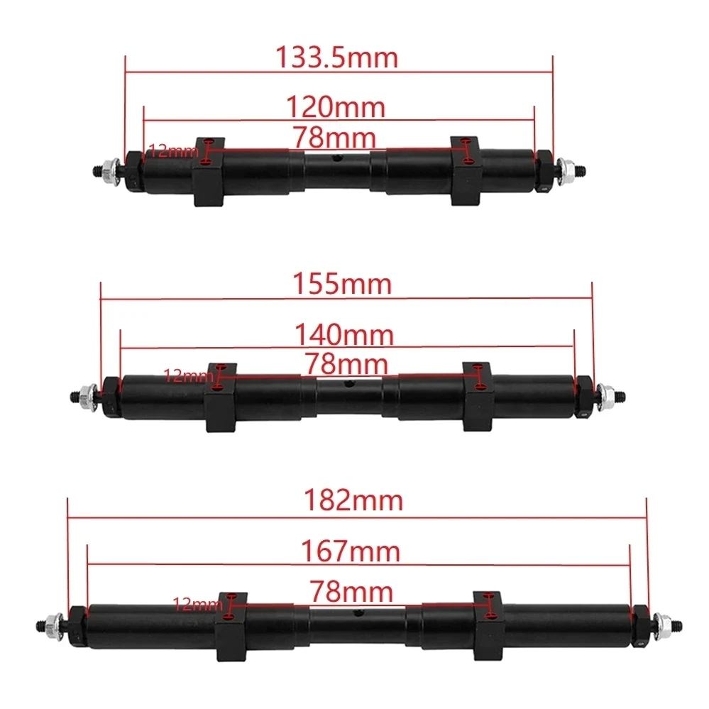 Metal Unpowered Rear Axle 133.5mm/155mm/182mm for 1/14 Tamiya Tractor Trailer Truck 1/10 RC Car DIY Parts Upgrade Accessories