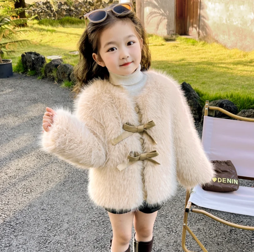 

Winter Jacket for Children Girls Warm Velvet Faux Fur Coat Girls Children Sequins Winter Clothes Soft Party Baby Girl Coat Coat