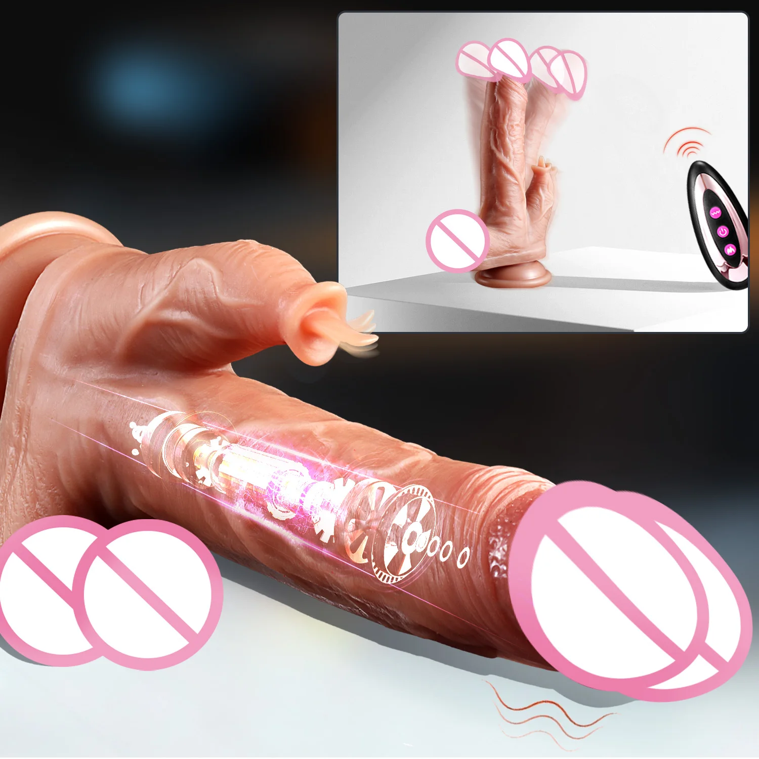 

Realistic Retractable Strap On Tongue Licking Dildo Penis Sex Toys Female G Spot Pussy Oral Sex Anal Couple Sex Machine Vibrator