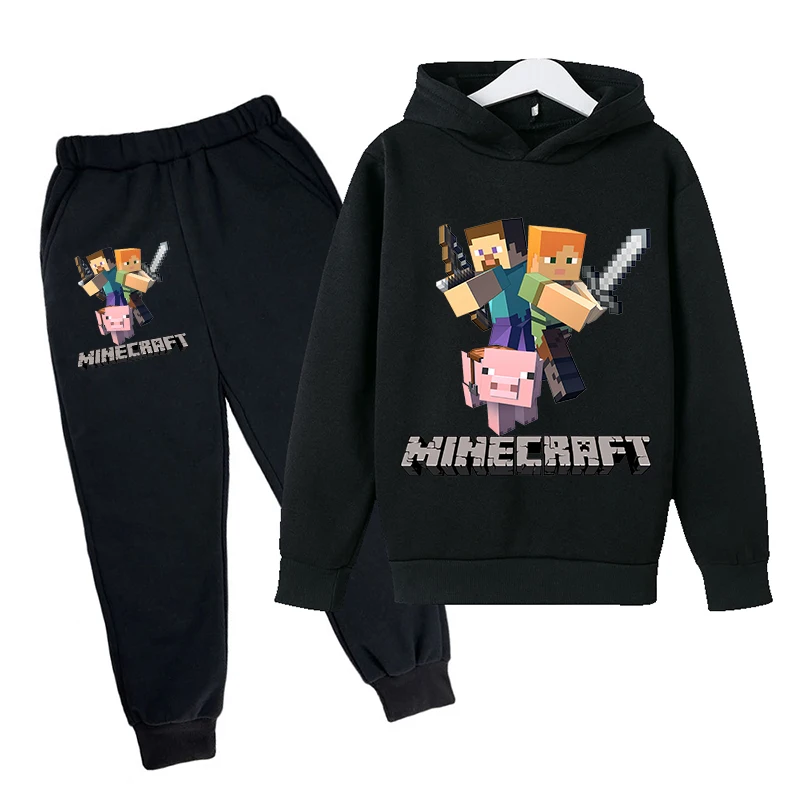 

Game Theme Boys Thick Hoodie Suit Minecrafted Children's Casual Tops and Bottoms Clothes Set Autumn/Winter Comfortable Clothing
