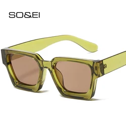 SO & EI Ins-gafas de sol cuadradas para hombre y mujer, lentes de Color caramelo, Retro, Punk, azul, verde, UV400
