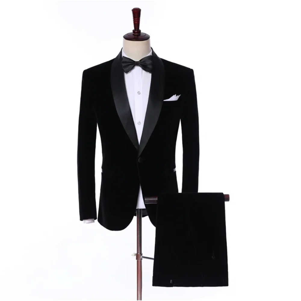 

Colorful Choice Velvet Men Suits Custom Made Fashion Terno Slim Fit Groom Tuxedo Wedding Mens Suits 2 Pieces (Jacket+Pants)