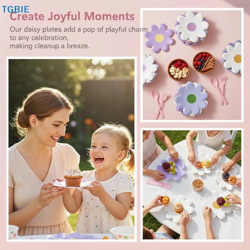 [TL]10Pcs Kids Adults Birthday Party Tableware Flower Plates Decor for Picnic Outdoor Camping Activities
