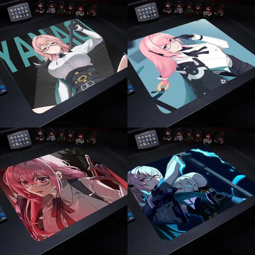 Yanagi Zenless Zone Zero Mouse Pad 22X18 Square Computer Accessories Office Game Table Mats Rubber Anti-slip Mousepads
