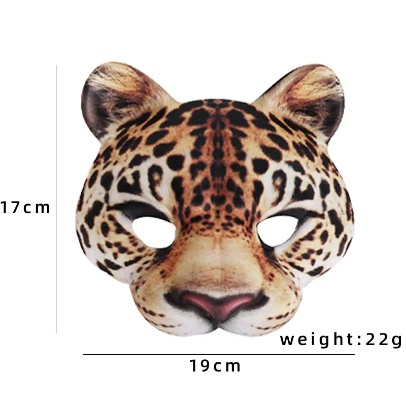 1PC EVA Half Face Leopard Mask for Adult Halloween Animal Head Masks Party Cosplay Masque Easter Carnival Masquerade Acessories