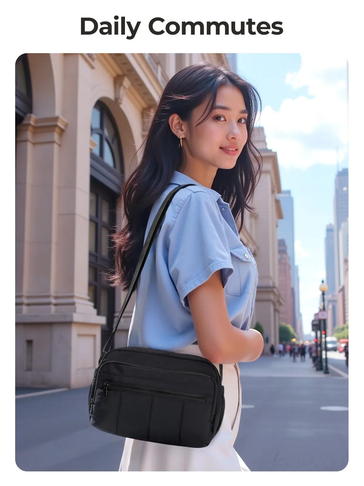 BAGSMART Damen Hobo-Tasche, College-Umhängetasche, große Kapazität, lässige Handtasche, wasserdicht, leicht, Umhängetasche für den täglichen Gebrauch auf Reisen – Detail 10