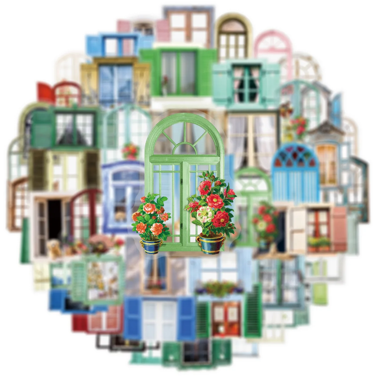 สติกเกอร์ติดกระจกหลากสี 50 ชิ้น สำหรับตกแต่งกราฟฟิตี้ โปร่งใส ใช้ได้กับสมุดโน้ต กระเป๋าเดินทาง ตู้เย็น โทรศัพท์