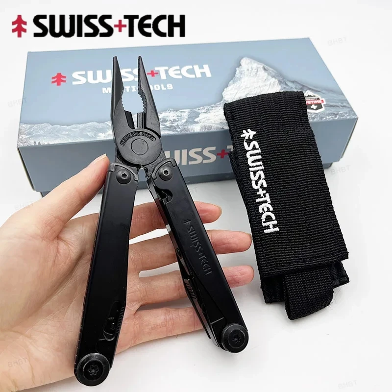 SWISS TECH 18 in 1 Multitool Pliers Folding Multi-functional Combination Tool Pocket Knife Portable EDC Outdoor Equipment view 3