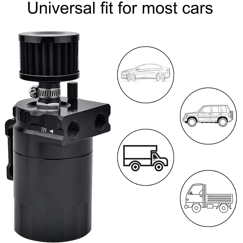 علبة صيد زيت محير للسيارة ، خزان خزان مع فلتر صغير ، استراحة ألومنيوم ، ثقب مقياس ، غلاية تنفس ، تجهيزات ألومنيوم #4