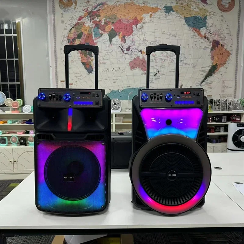 1200W peak value Wireless Bluetooth speaker portable home karaoke subwoofer LED display screen music center Trolley voice box