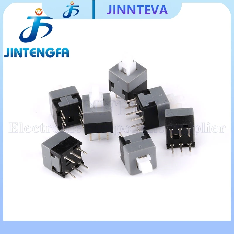 10PCS 5.8*5.8 7*7 8*8 8.5*8.5MM 6Pin Switches Unlocked Self Locking Push Tactile Power Micro Switch Kit Button Blue White Gray