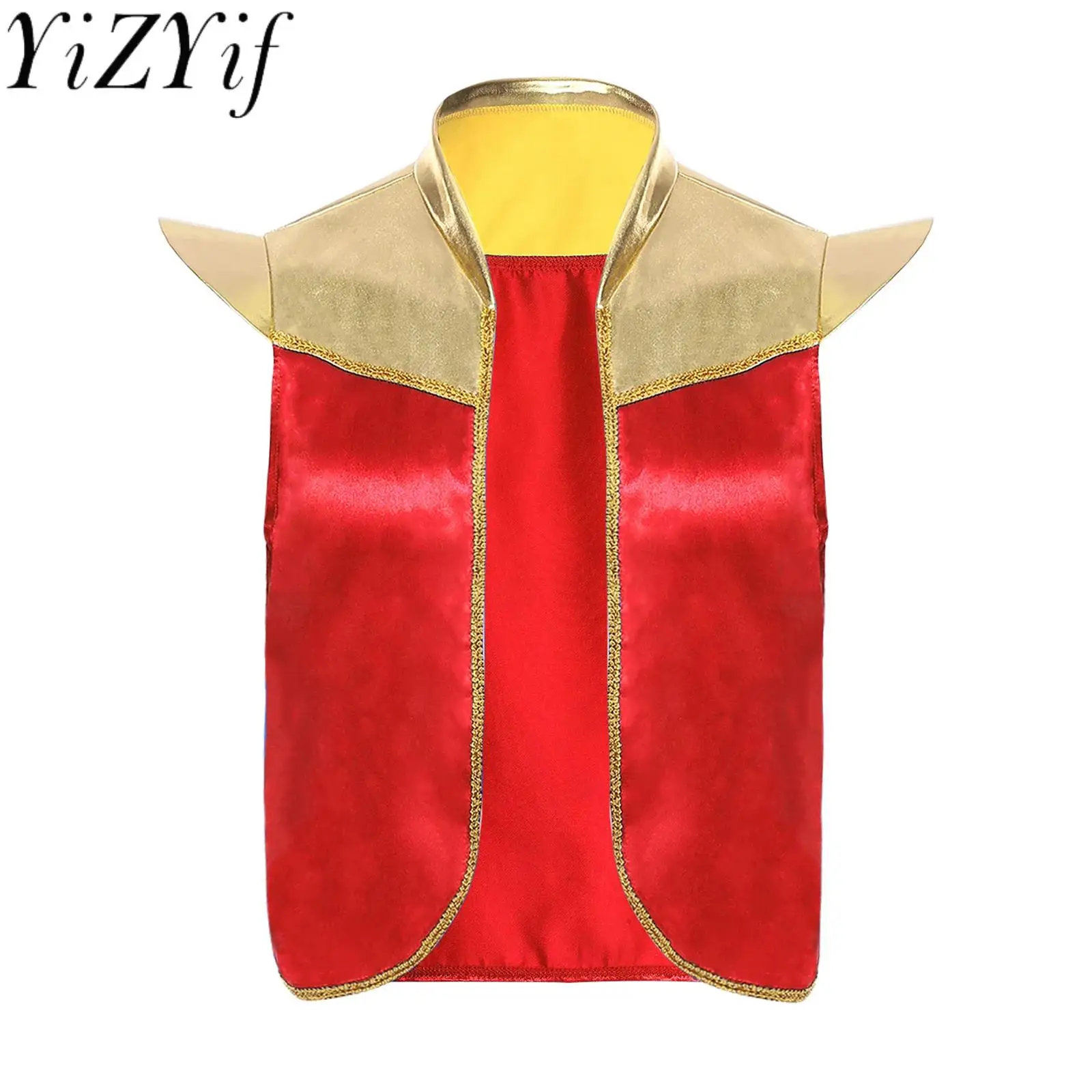 

Men's Halloween Arabian Indian Prince Traditional Vest Tops Pads Metallic Warrior Knights Carnival Performance Cosplay Costume