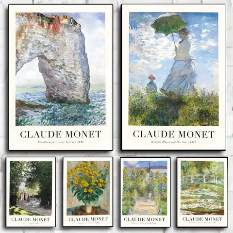 French Painter C-Claude M-Monet Art Poster Decorative Wall Art Stickers Mural Photo Print for Home Living Room Hallway Decor