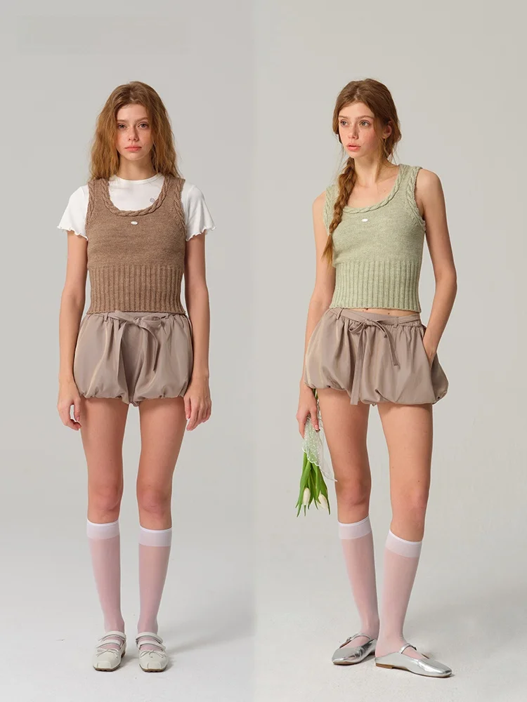 

Вязаный жилет Moonmoi Paris Vintage Sweet U-Ne, мягкий, уютный, модный, для многослойных образов, оригинальный дизайн, приталенный крой, для женщин