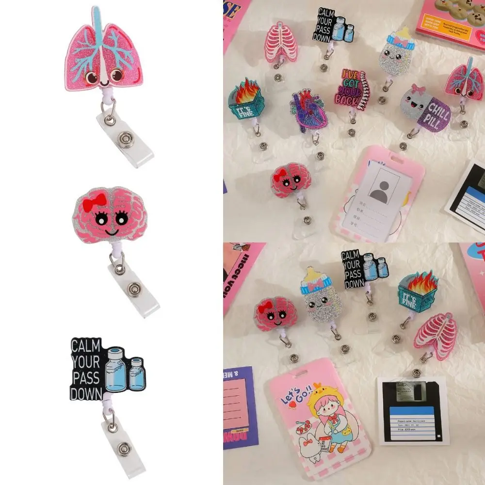 Stretchable Organs Badge Clip Fall-proof High Resilience Retractable Badge Reel Chest Card ID Card Clips Name Card Holder