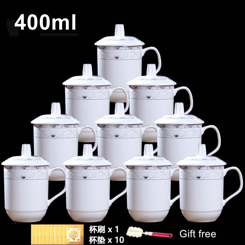 10PCS/LOT ReadStar China Jingdezhen Ceramic tea cup China 400ml cup with lid household office conference cup