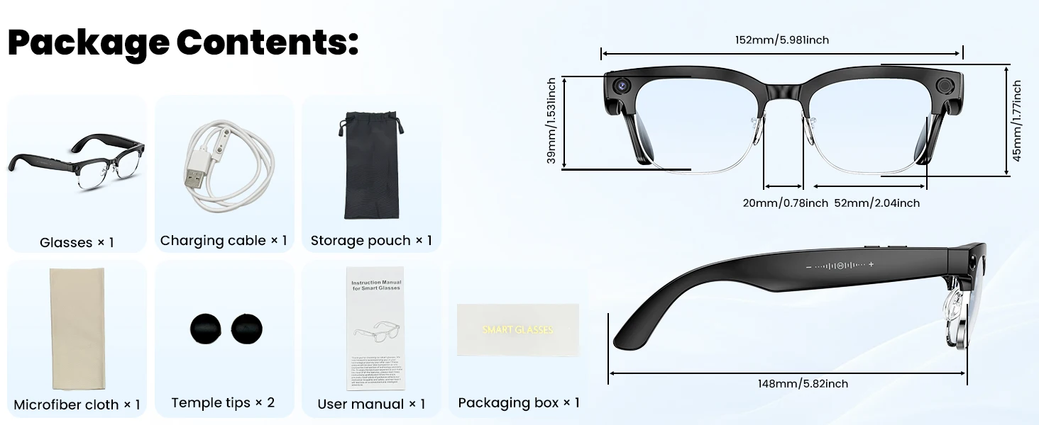 New Upgrade 800W Pixel Smart Glasses With Camera Video Recording AI Photo Recognition Call Language Translation Voice Sunglasses