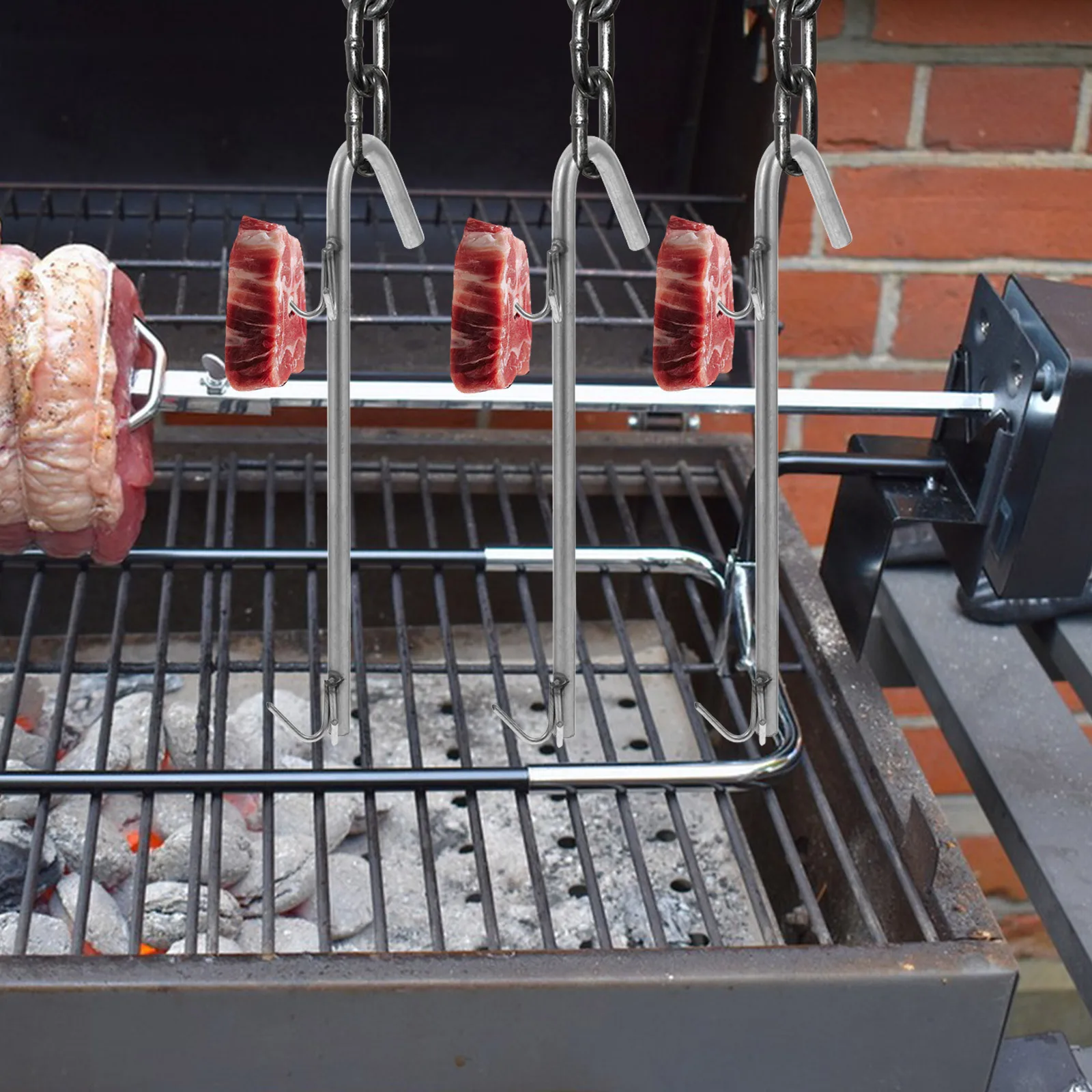 

Stainless Steel Bbq Skewers Grilling Kebabs Meat Hooks Hanging Sausage Tool Outdoor Barbecue Grill Utensil Kitchen Gadget