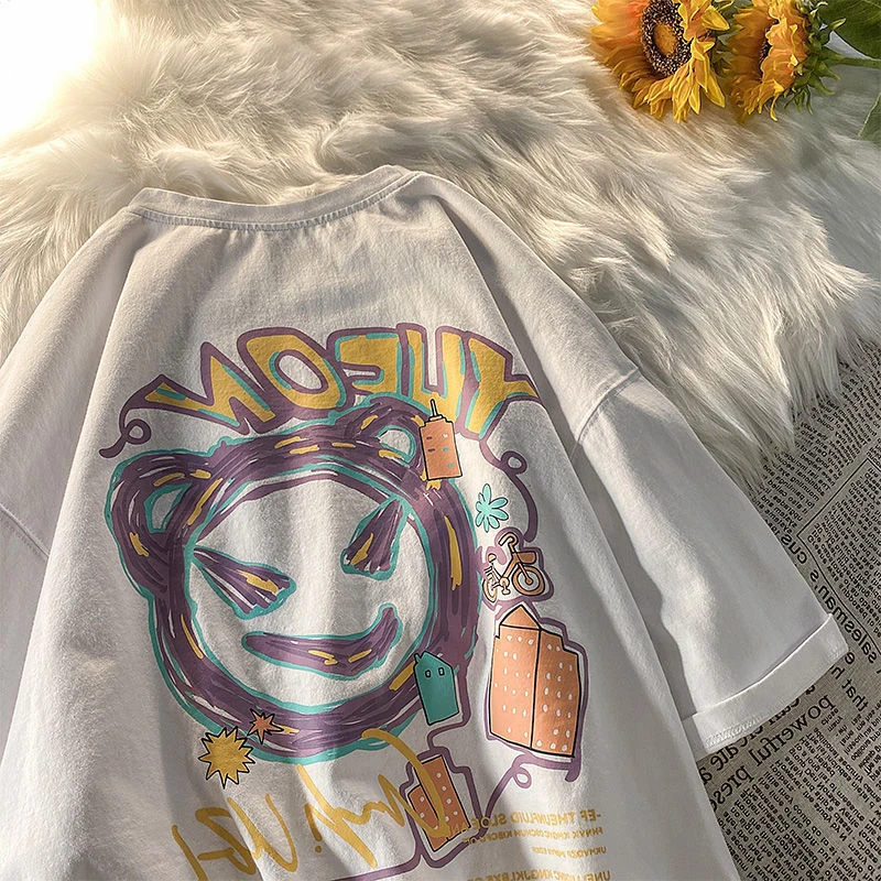 Cseta de manga corta rosa de talla ande para mujer, estilo coreano, hoada, de an tamaño, a la moda, BF, tendencia na...