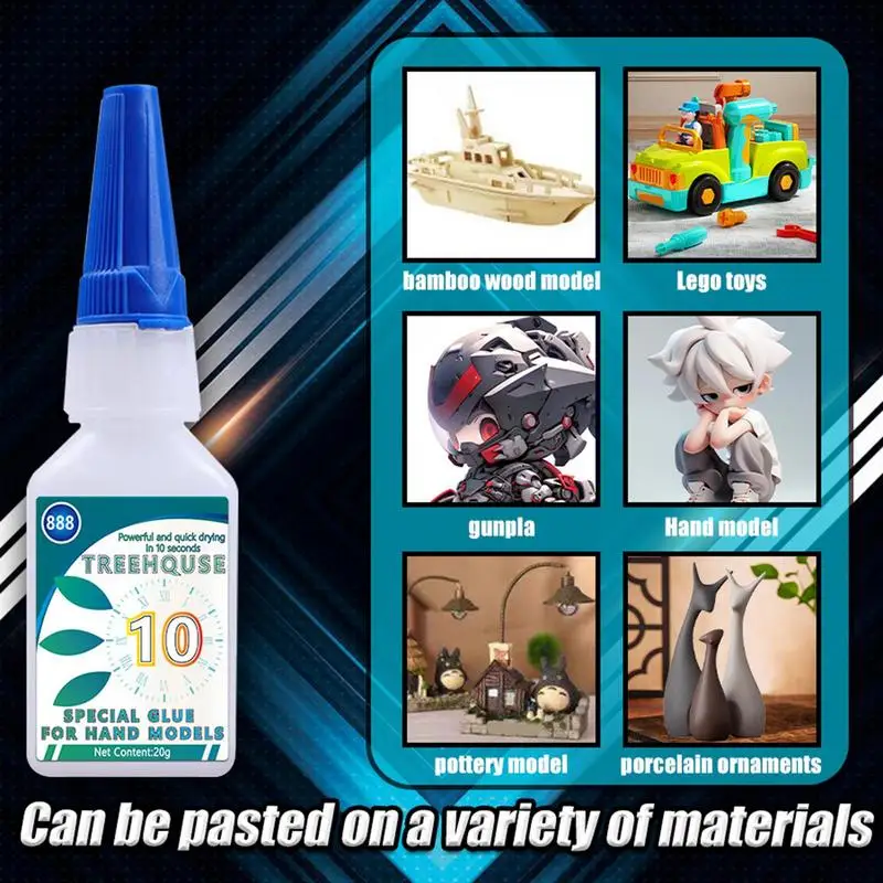 Colla per riparazione giocattoli 20g adesivo forte per legno e incollaggio artigianale con punta applicatore colla per saldatura ad asciugatura rapida articoli in PVC giocattoli