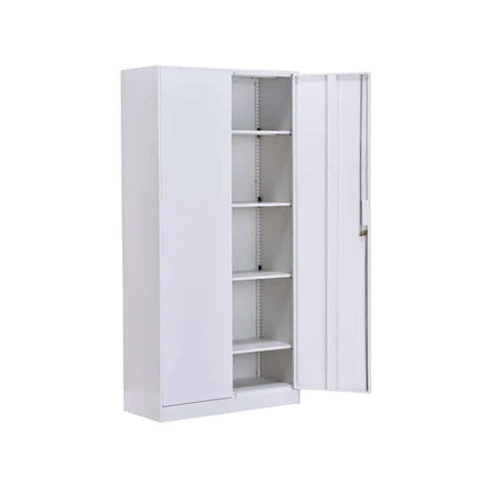 Home Office Knock Down 12mm Narrow Edge Steel Filing Cabinet 2 Door Metal Cupboard With 4 Adjustable Shelves Plastic Handle