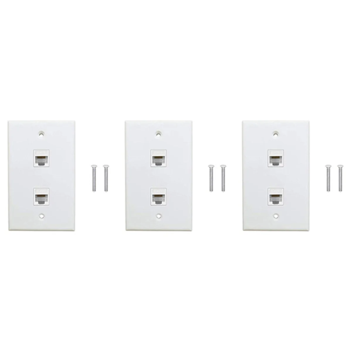 

3 Pack 2 Port Ethernet Wall Plate, Cat6 Female to Female Wall Jack RJ45 Inline Coupler Wall Outlet, White