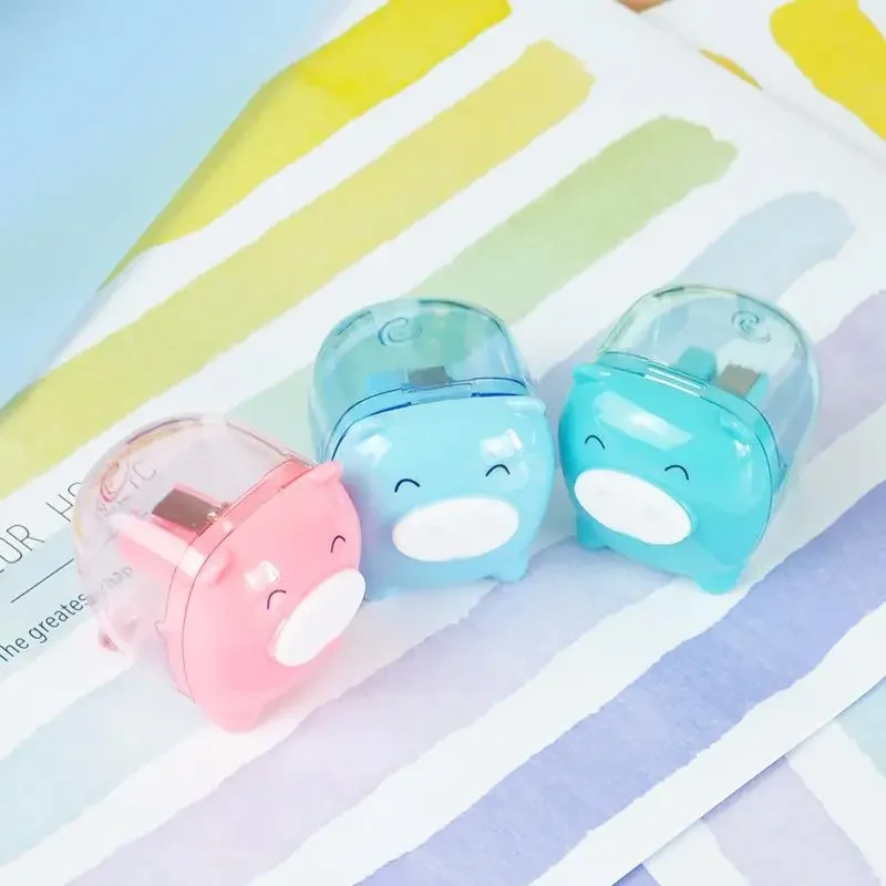 2 Pcs Cute Kawaii Animal Pig Candy Colored Pencil Sharpener Korean Kids School Supplies Stationery