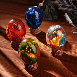 Lava Dragon Egg Resin Statue Ornamental Dinosaur Eggs Sculpture Crystal Gemstone Souvenir Home Decor Collection Kid Gift Toys