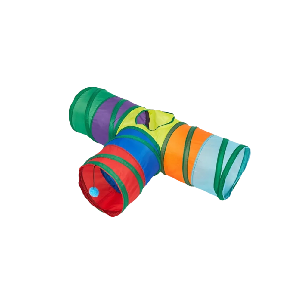 

Puzzle Toy Colorful Folding Cat Tunnel Toys Interactive with Ball Kitty Training Toy Breathable Cat Hiding Cave Exercising
