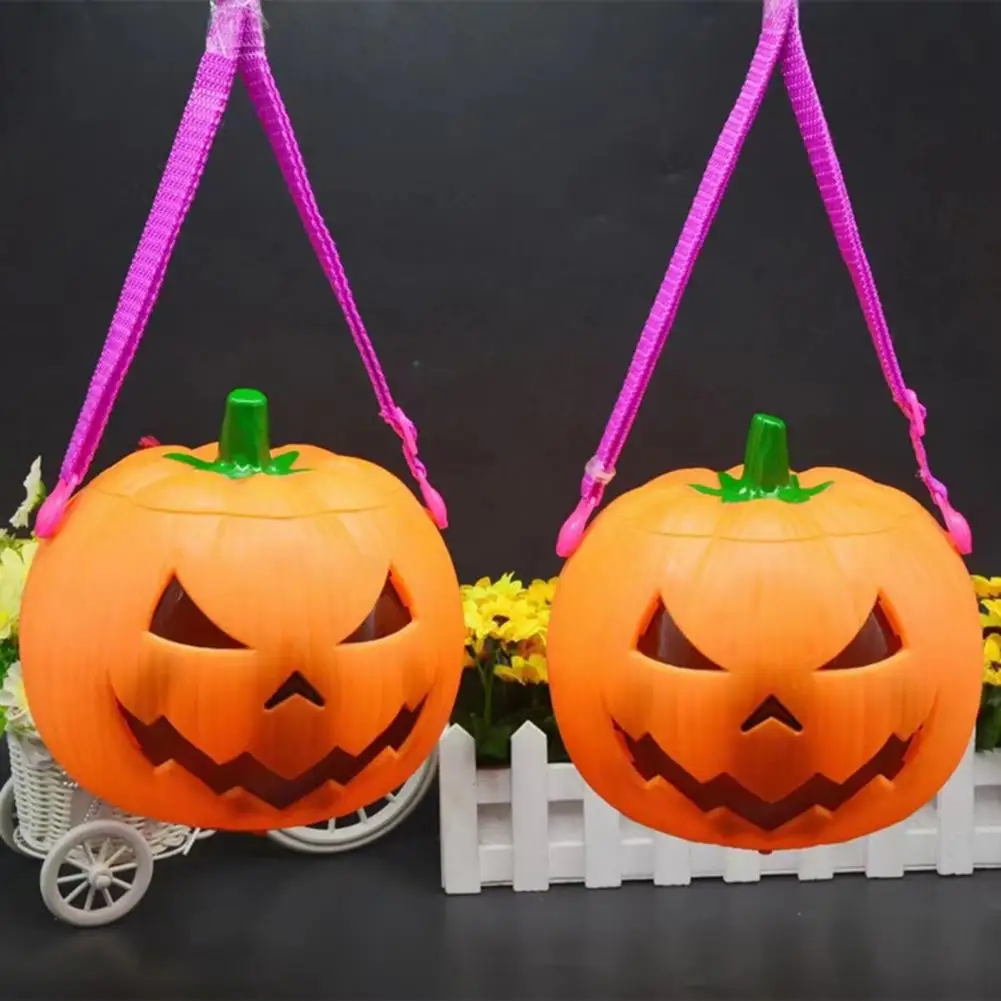 Large Halloween Light Up Pumpkin Bucket Plastic Trick or Treat Candy Bucket with LED Lights Halloween Party Pail Lantern Decor