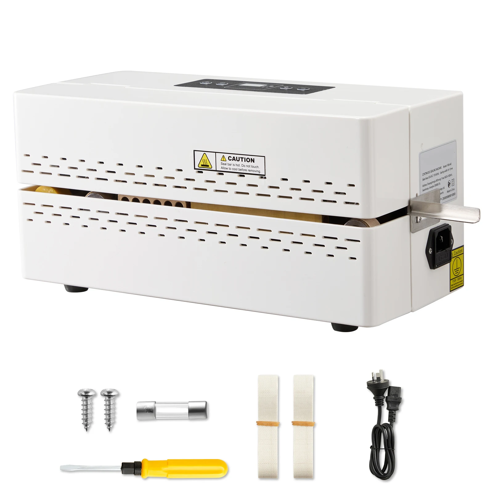 Machine de scellage thermique continu SucceBuy, largeur de scellage 0,32-0,47 pouces, scelleuse à bande automatique avec contrôle de la température pour sacs en plastique
