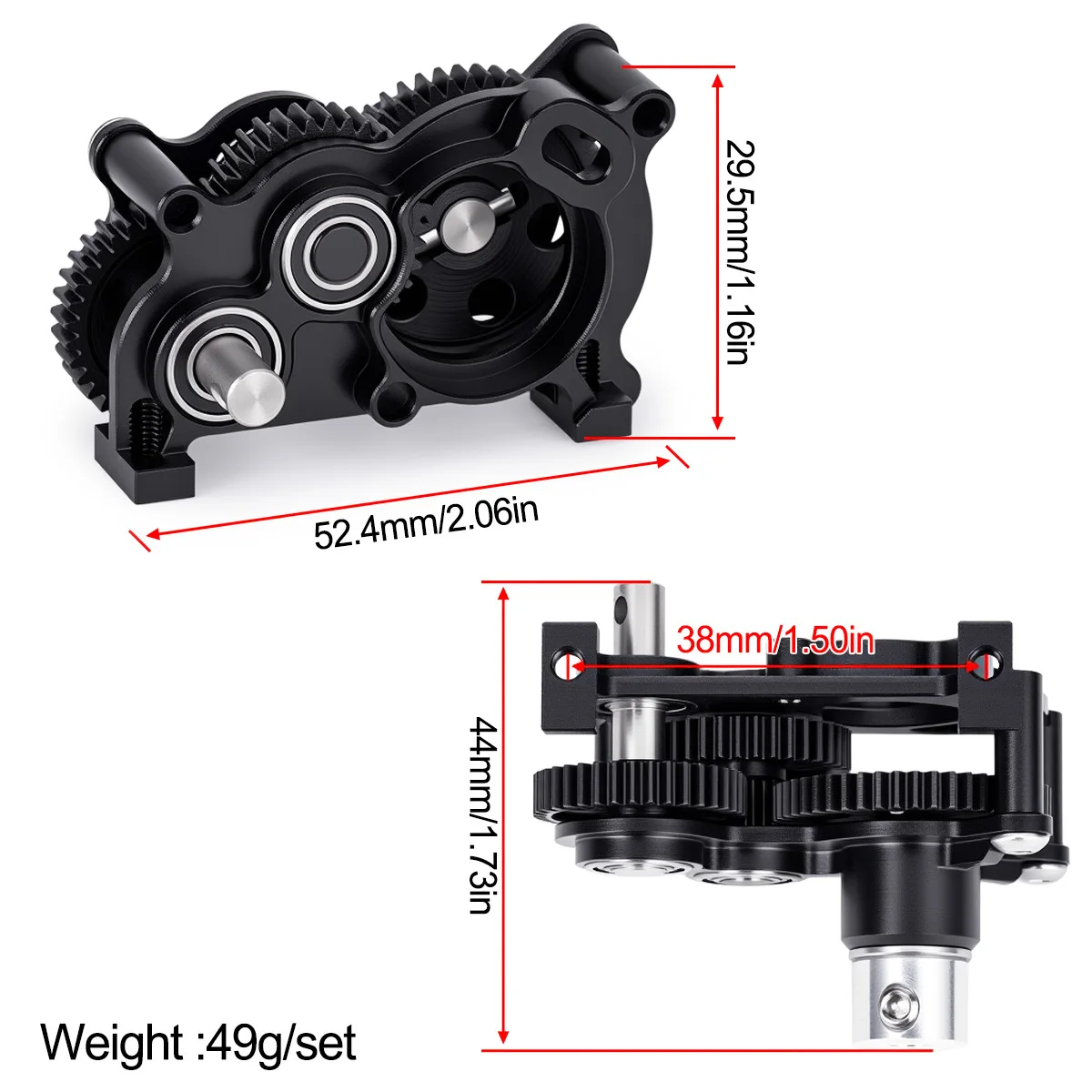 Aluminum OD-4 Transmission Gearbox With Slipper Pad for 1/10 LCG Chassis Cheater Rigs Capra Stock Axle Upgrade Parts view 2