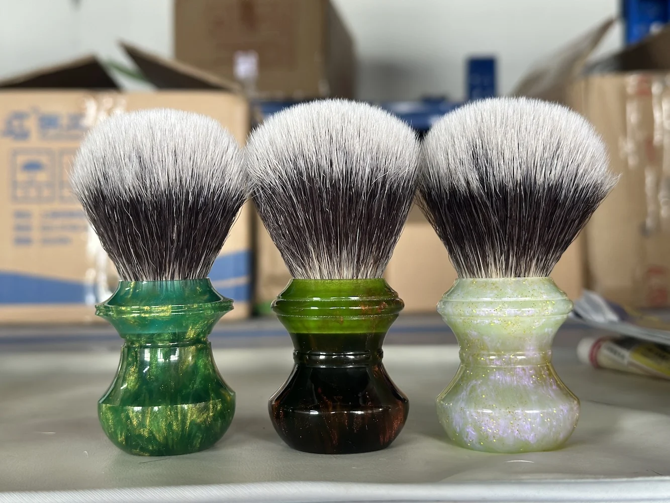 FS-24mm G7 Synthetic Fiber Shaving Brush Green Handle, Best for Traditional Wet Shave, Berber Daily Use