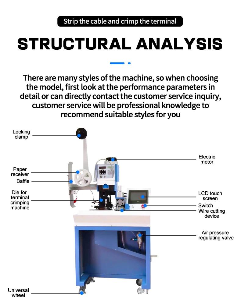 Full Automatic Flat Ribbon Multi Core Sheath Cable Stripping Crimping Machine