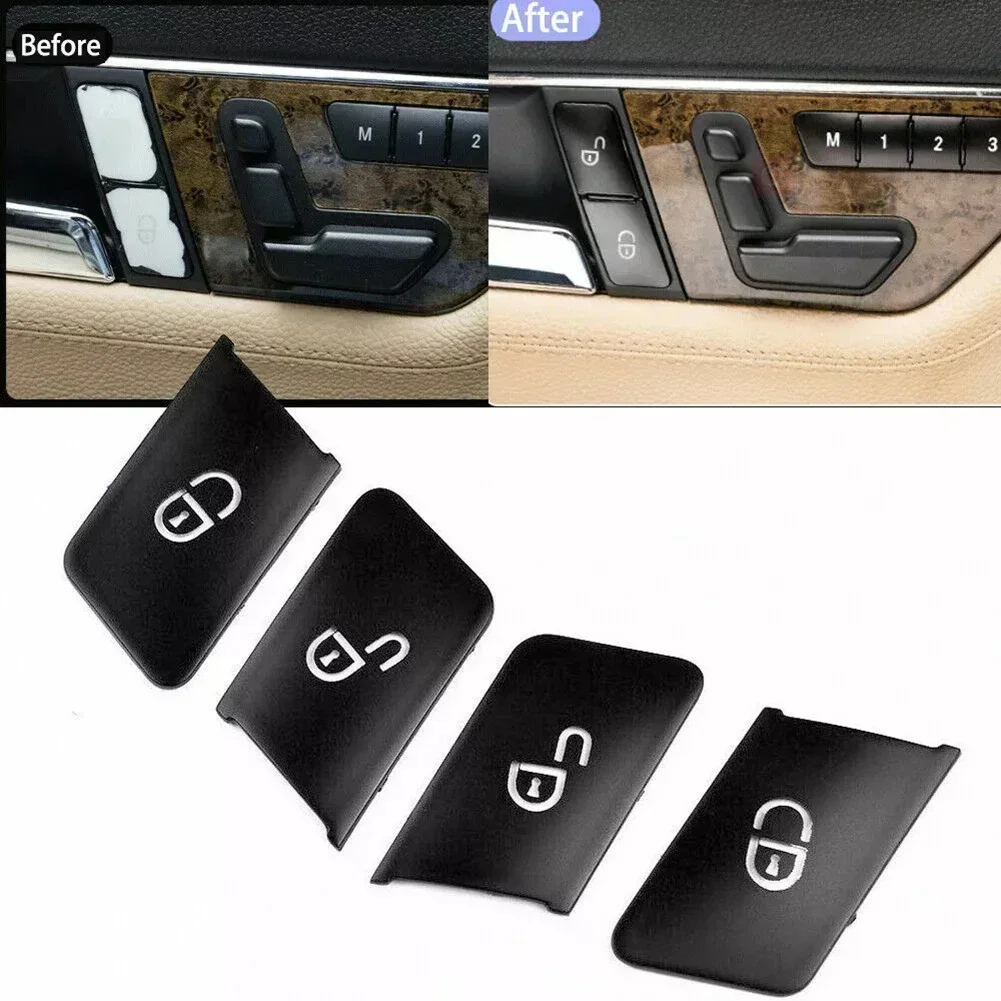 1 Set/4Pcs Car Door Unlock And Lock Button Sticker For Mercedes For Benz C Class W204 20072014 For E Class W212 20102015 4 Door