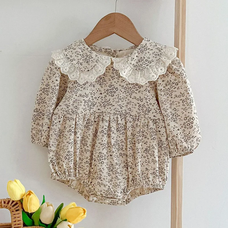 Baby Girls Rompers Newborn Kids Baby Girls Long Sleeve Sweet Flower Printing Princess Rompers Infant Baby Girls Rompers Clothes