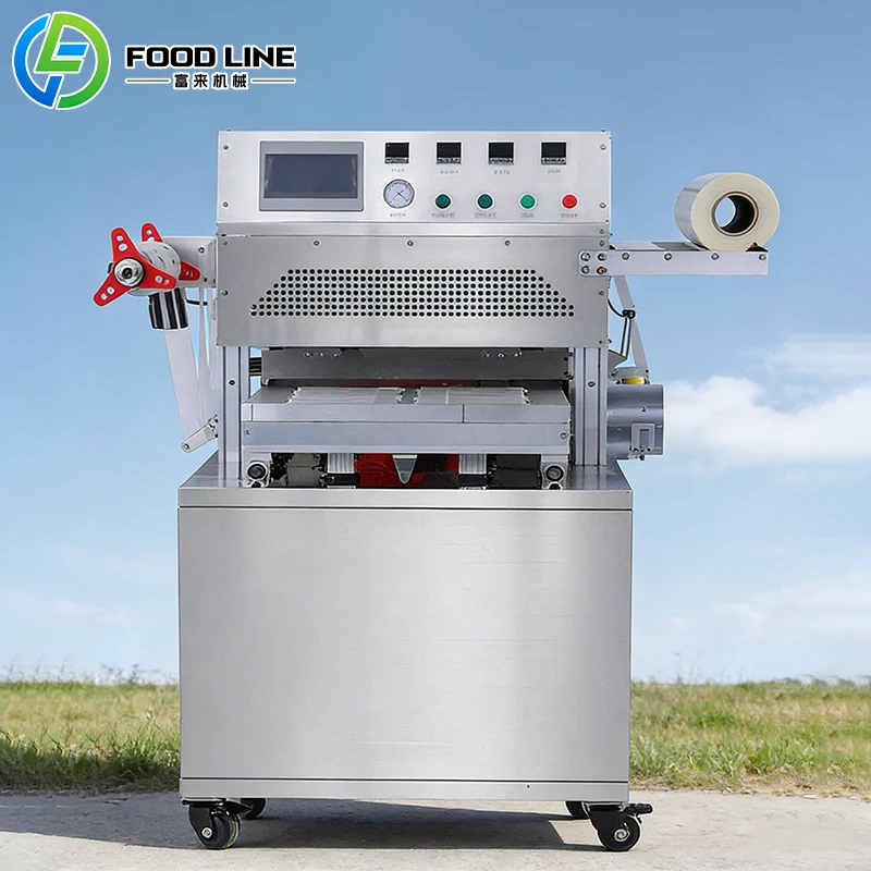 High Quality Automatic Modified Atmosphere Packaging Machine Food Fresh Rotary Vacuum Food Tray Sealing Machine with Gas Filling