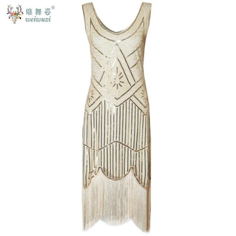 여성 파티 드레스 1920년대 그레이트 개츠비 플래퍼 베스티도스 시퀸 비즈 프린지 이브닝 드레스 V넥 장식 프린지 슬리브리스